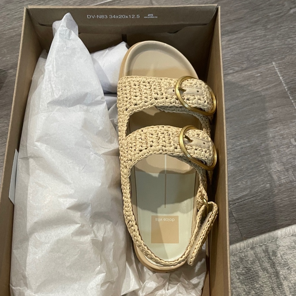 Dolce Vita Woven Sandals with Gold Accents